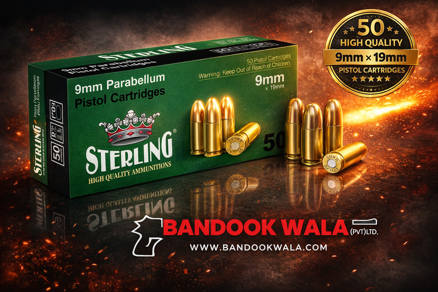 Sterling 9mm FMJ bullet