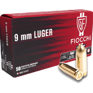 Fiocchi 9mm Luger 115 grain ammunition box
