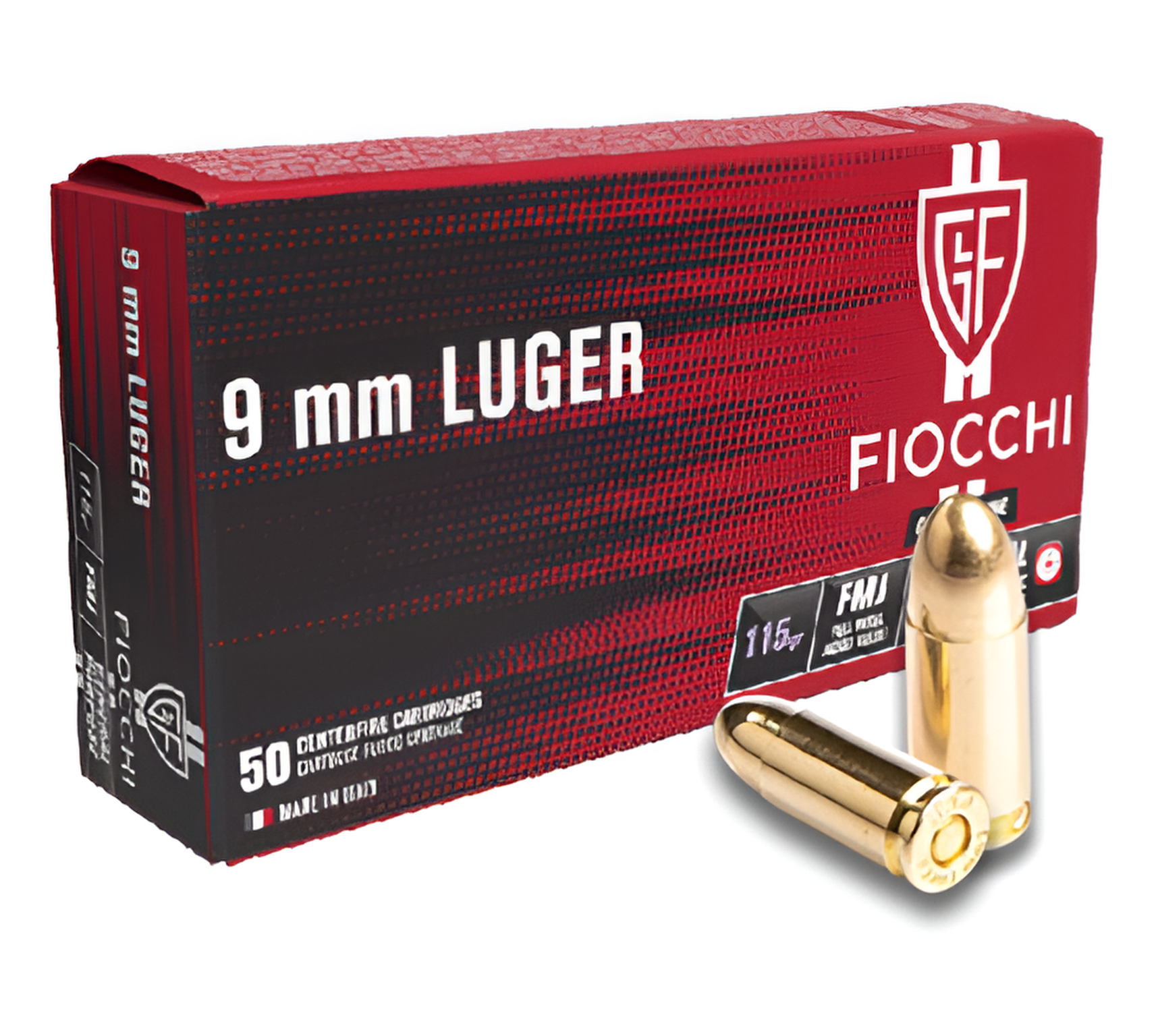 Fiocchi 9mm Luger 115 grain ammunition box