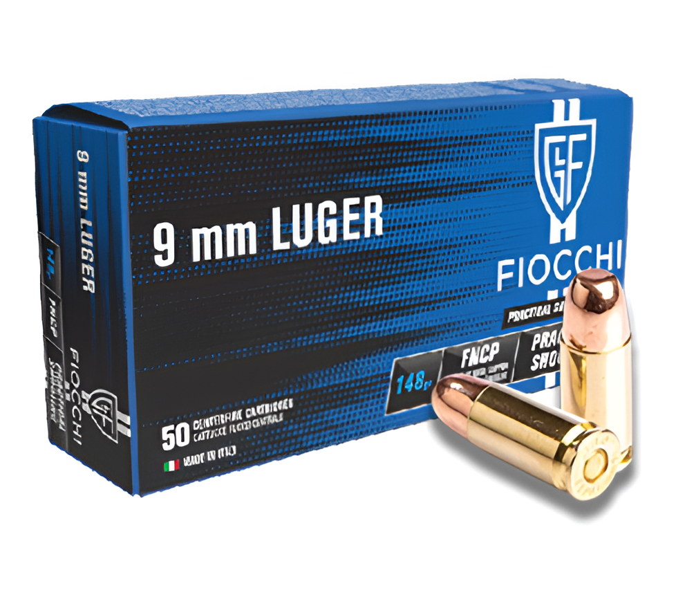 Fiocchi 9mm Luger blue box ammunition